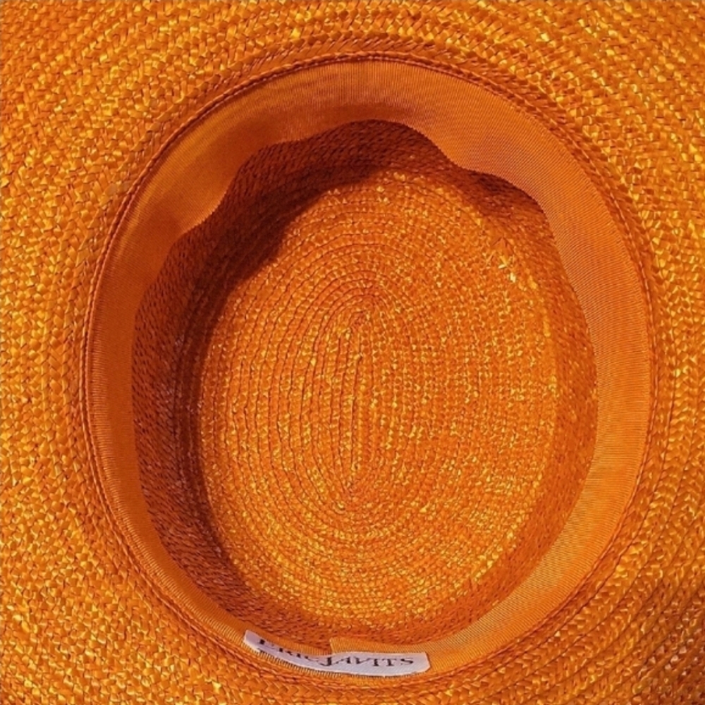 EricJavits New York | Vibrant Orange Wide-Brim Straw Hat - Picture 3 of 4